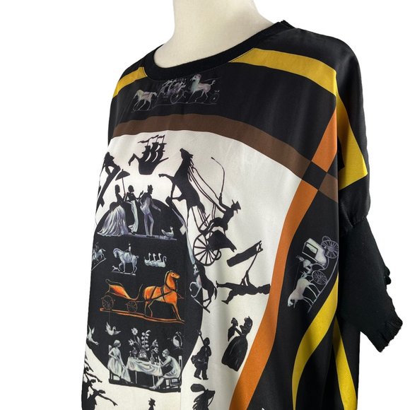 GRACIA Fashion Equestrian-Themed Short Sleeve Boxy Cut Top Blouse Size … - Picture 4 of 9